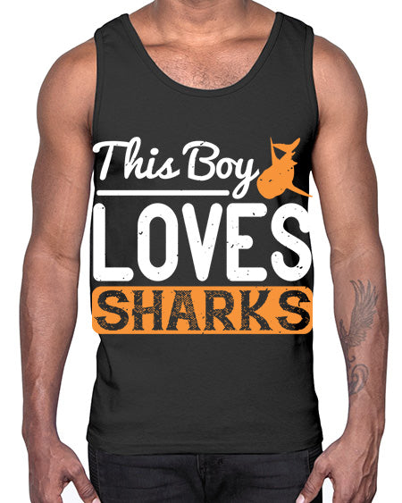 this boy loves sharks Style 14#- shark-fish- Cotton Tank