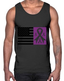 usa flag with alzheimers cancer 219#- alzheimers- Cotton Tank