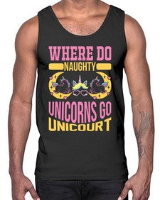 where do naughty unicorns go unicourt 557#- unicorn- Cotton Tank