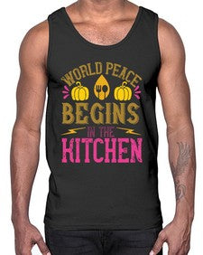 world peace begins in the kitchen 496#- vegan- Cotton Tank