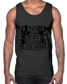 yes the wicked witch does live here 2#- witch- Cotton Tank