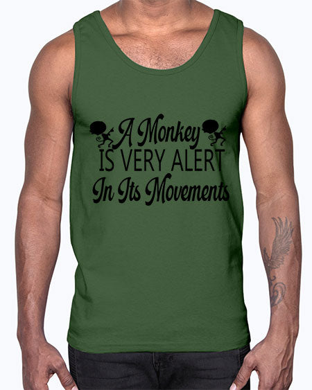 A monkey is very alert - monkey- Cotton Tank