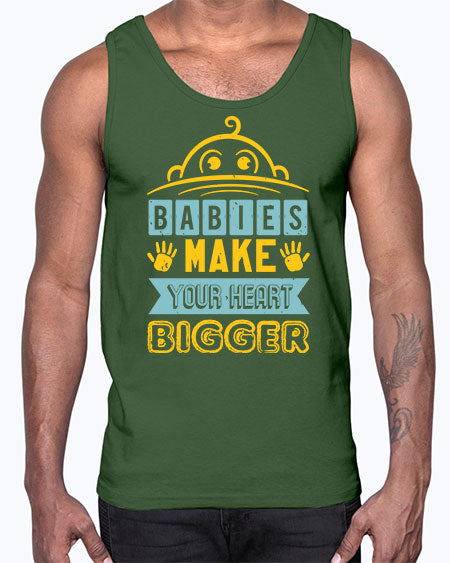 Babies make your heart bigger Style 21#- baby shower- Cotton Tank