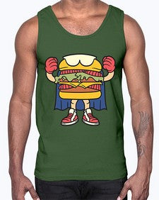 Burgerman 28#- cartoon food- Cotton Tank
