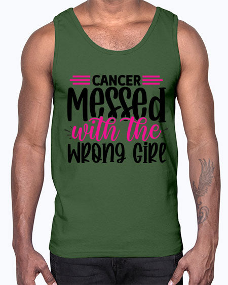 Cancer Messed with the Wrong Girl 29#- breast cancer- Cotton Tank