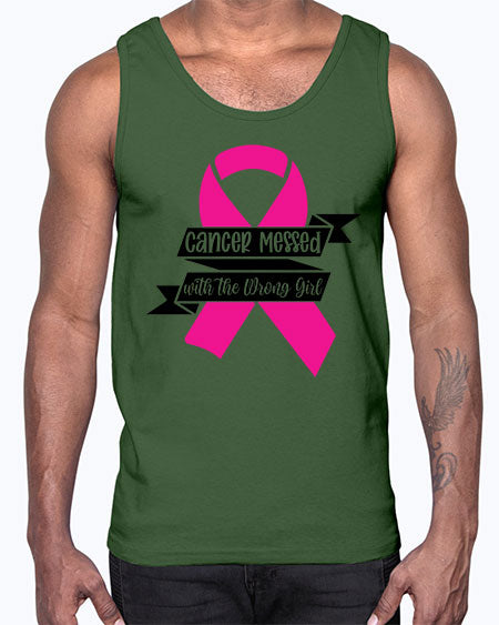 Cancer Messed with the Wrong Girl 30#- breast cancer- Cotton Tank