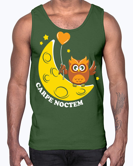 Carpe Noctem Moon Stars Owl A TurtleRabbit 1#- owl- Cotton Tank