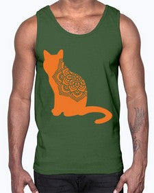 CatMandala 324#- mandala- Cotton Tank