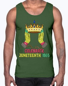 Celebrate Juneteenth 1865 Crown Designs 2#- black juneteenth- Cotton Tank