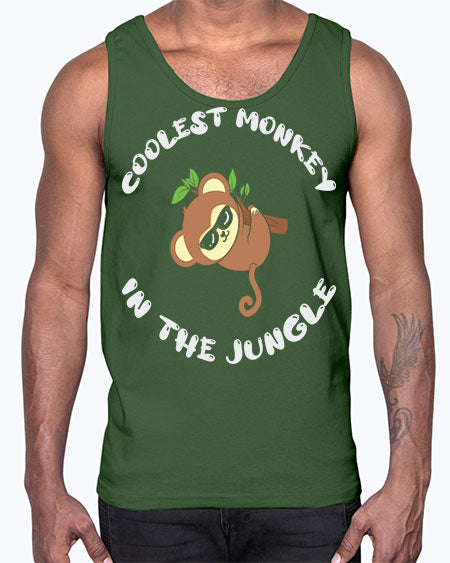 Collest Monkey in the Jungle 3#- monkey- Cotton Tank
