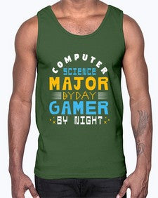 Computer science major by day gamer by night 6#- computer- Cotton Tank