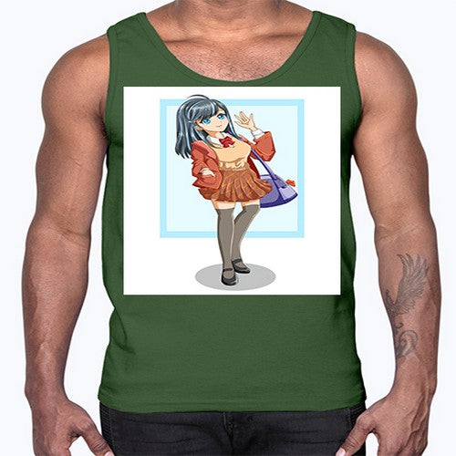 Cute and happy teenage girl back to school 175#- anime- Cotton Tank