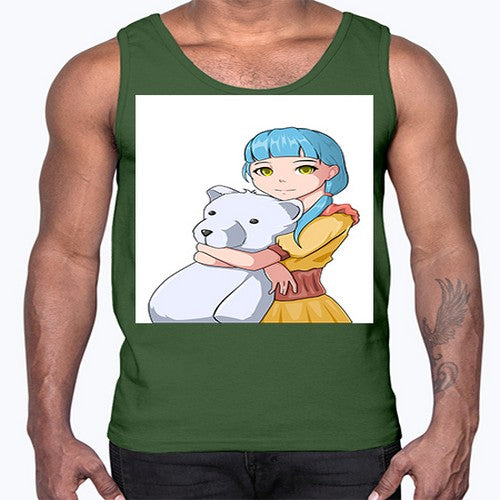Cute girl with bear doll 26#- anime- Cotton Tank