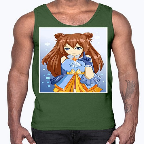 Cute little beautiful girl blue gold clothes cartoon 171#- anime- Cotton Tank