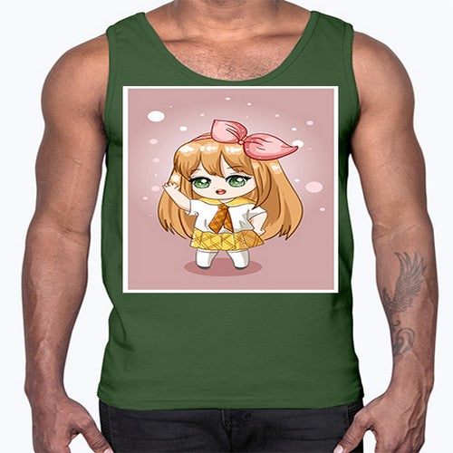 Cute little girl yellow hair wearing uniform 130#- anime- Cotton Tank
