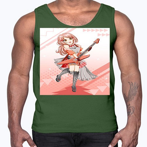 Cute rock star girl with guitar game 17#- anime- Cotton Tank