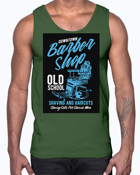 Downtown Barbershop CS729#- barber- Cotton Tank