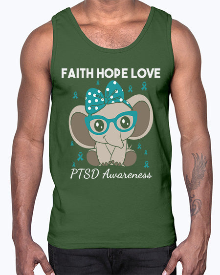 Elephant I Have PTSD Awareness 25#- PTSD- Cotton Tank