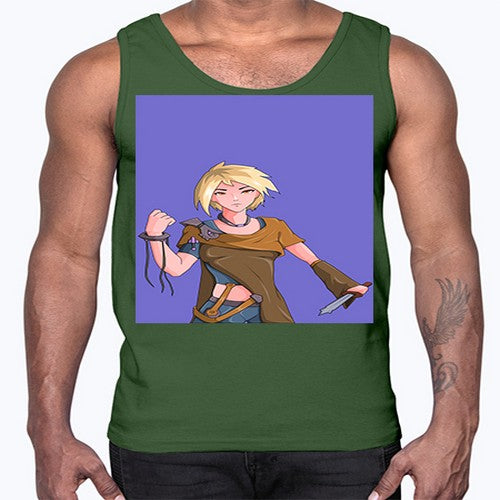 Girl hold knife 12#- anime- Cotton Tank