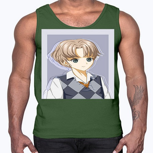 Handsome and cool boy with uniform 34#- anime- Cotton Tank