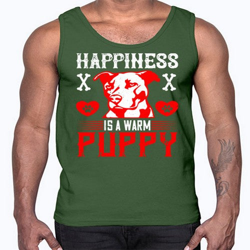 Happiness is a warm puppy Style 201#- dogs- Cotton Tank