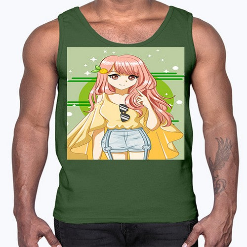 Happy and cute yellow blouse in summer holiday 43#- anime- Cotton Tank