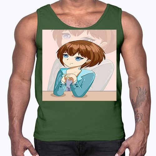 Happy beautiful and elegant girl brown hair 36#- anime- Cotton Tank