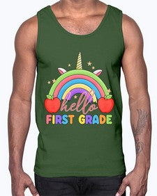 Hello first Grade Unicorn Rainbow 281#- first grade- Cotton Tank