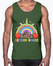 Hello second Grade Unicorn Rainbow 331#- second grade- Cotton Tank