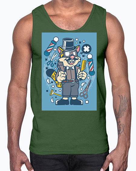 Hipster Barber Leopard835#- barber- Cotton Tank