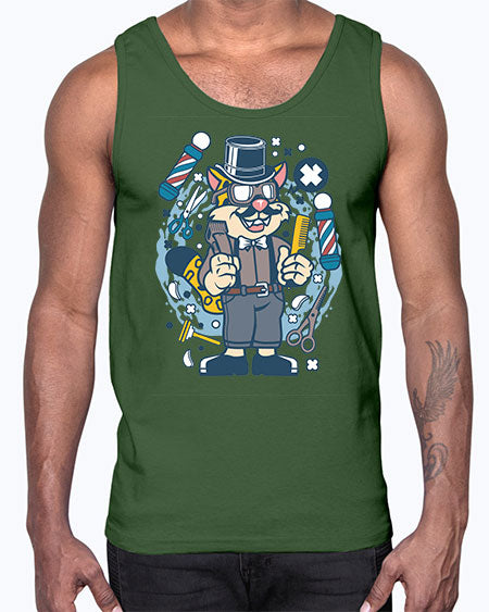 Hipster Barber Leopard836#- barber- Cotton Tank
