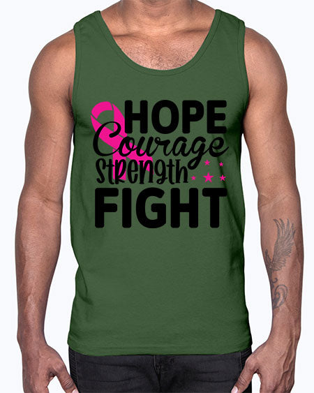 Hope Courage Strength Fight 21#- breast cancer- Cotton Tank