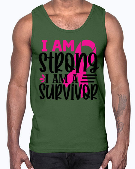 I Am Strong I Am a Survivor 19#- breast cancer- Cotton Tank