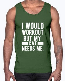 I would Workout- cats- Cotton Tank
