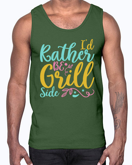 ID RATHER BE GRILL SIDE Style 62#- summer- Cotton Tank