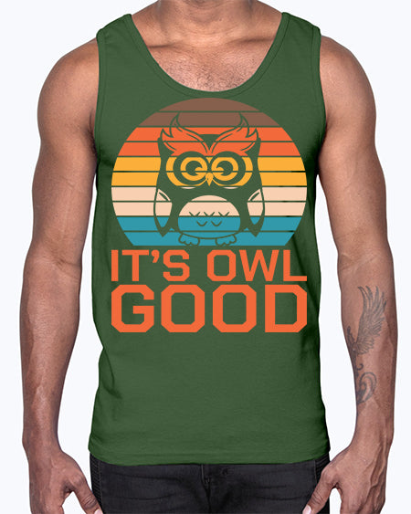Its Owl Good Retro Owl A TurtleRabbit 10#- owl- Cotton Tank