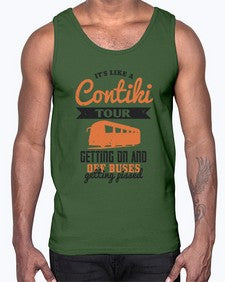Its like a Contiki tour getting on and off buses getting pissed 3#- bus- Cotton Tank