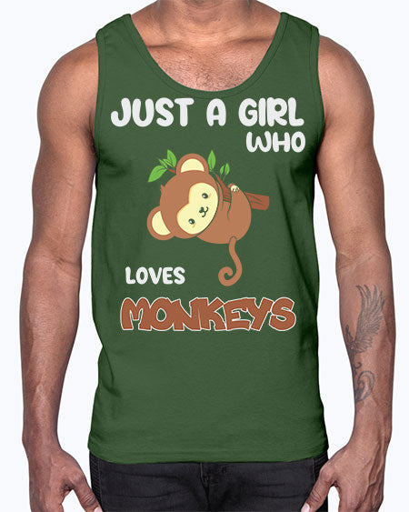 Just a Girl Who Loves 8#- monkey- Cotton Tank