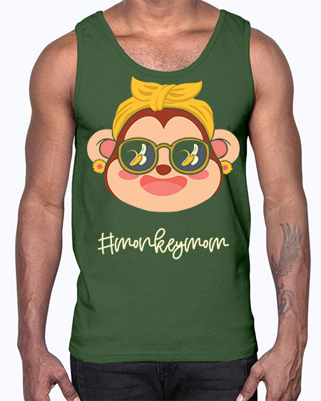 Monkey Mom Banana Glasses 16#- monkey- Cotton Tank