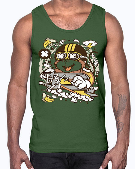 Monkey Pilot- monkey- Cotton Tank