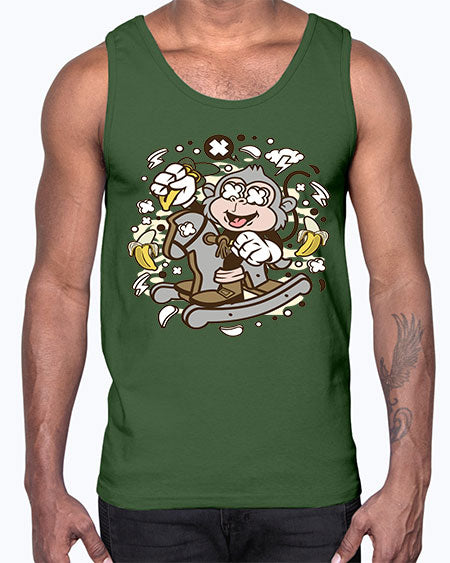 Monkey Rocking Horse- monkey- Cotton Tank