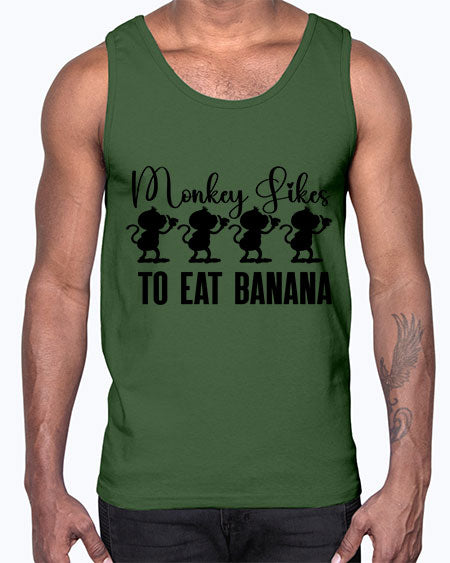 Monkey likes to eat banana - monkey- Cotton Tank