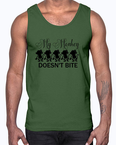 My monkey doesnt bite - monkey- Cotton Tank