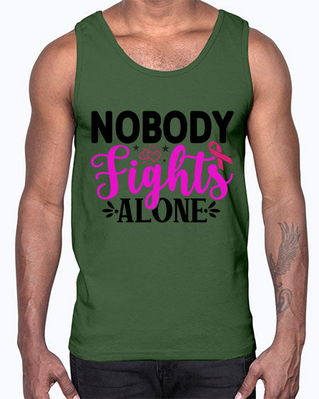 Nobody Fights Alone 12#- breast cancer- Cotton Tank