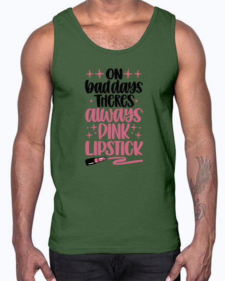 On Bad Days There∩s Always Pink Lipstick Style 33#-makeup Cotton Tank