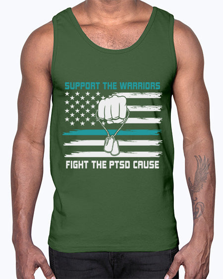 PTSD Awareness Military Teal Ribbon 11#- PTSD- Cotton Tank