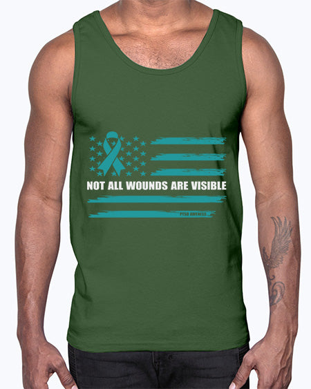 PTSD Awareness Not All Wounds 19#- PTSD- Cotton Tank