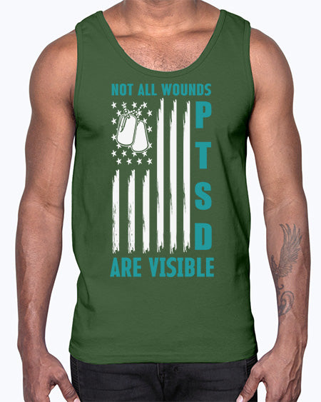 PTSD Awareness Not All Wounds 8#- PTSD- Cotton Tank