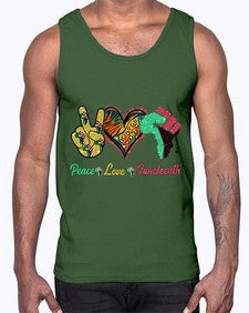 Peace Love Juneteenth Day Fist Png 8#- black juneteenth- Cotton Tank