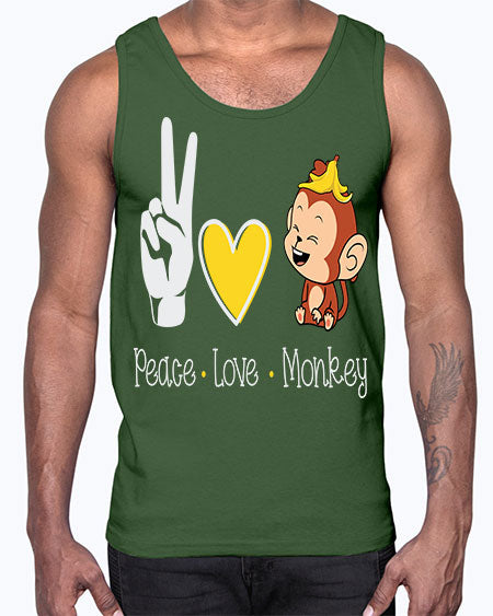 Peace Love Monkey 20#- monkey- Cotton Tank